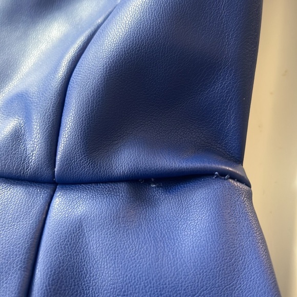 NWT STEVE MADDEN "The Faye" Blue One Long Sleeve Vegan Leather Mini Dress- S - Picture 15 of 15